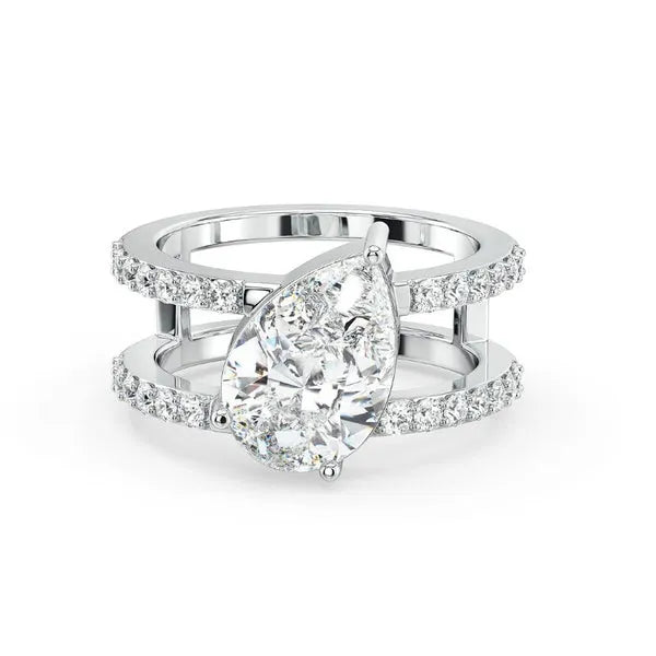 Elegant Pear & Round Moissanite Statement Ring