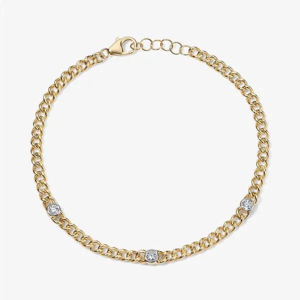 Maya Illusion Round Diamond Curb Chain Bracelet