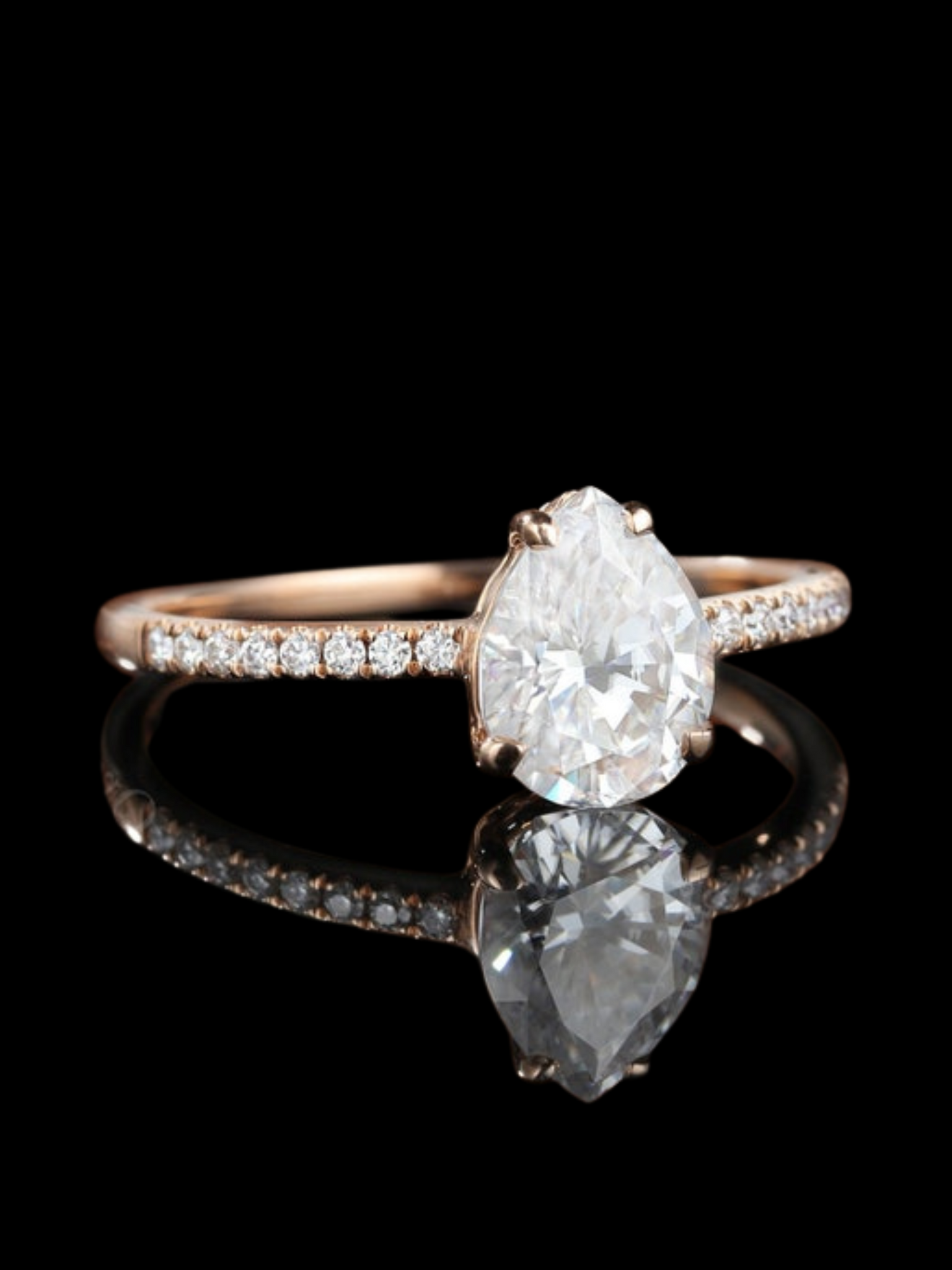 Pear & Round Cut Moissanite Cluster Engagement Ring