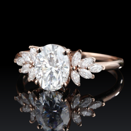 Oval & Marquies Cut Moissanite Cluster Wedding Ring