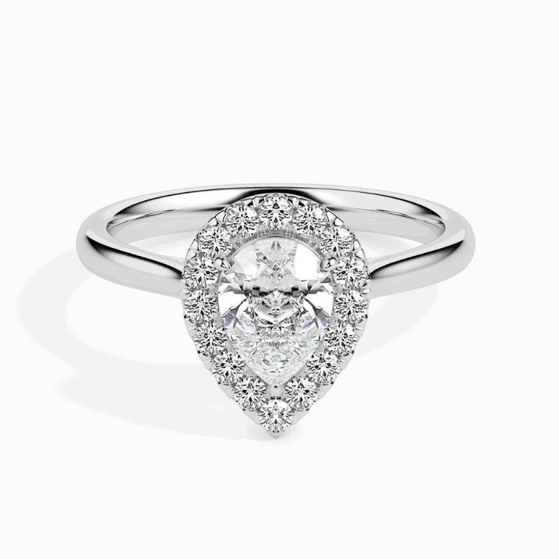 4.21 Ct Pear Cut Halo Moissanite Sprico Ring
