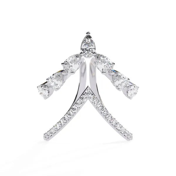 Delicate Moissanite Unique Chevron Ring