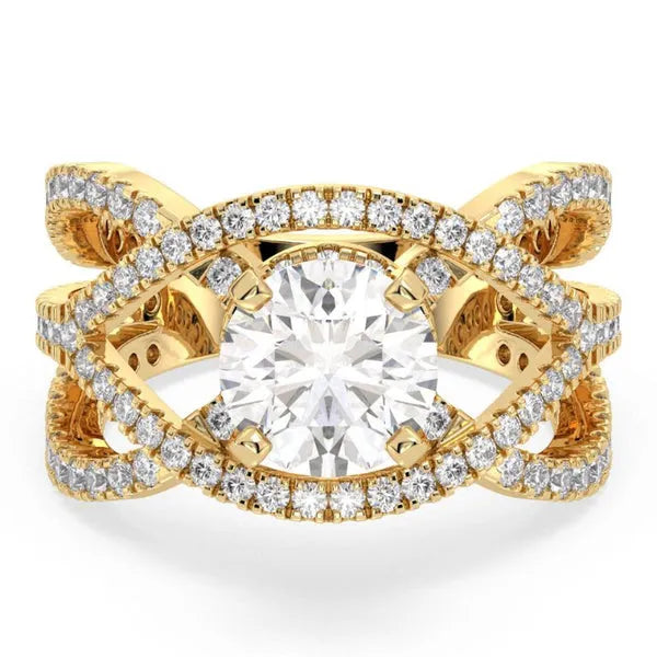 Royal Light Round Moissanite Twisted Ring