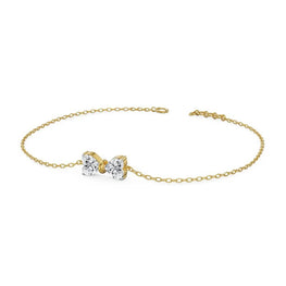Elegant Butterfly Heart Diamond Chain Bracelet in 14k Yellow Gold Plated
