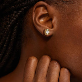 Andrea Cushion Lab Diamond Earrings in 14k Yellow Gold Plated