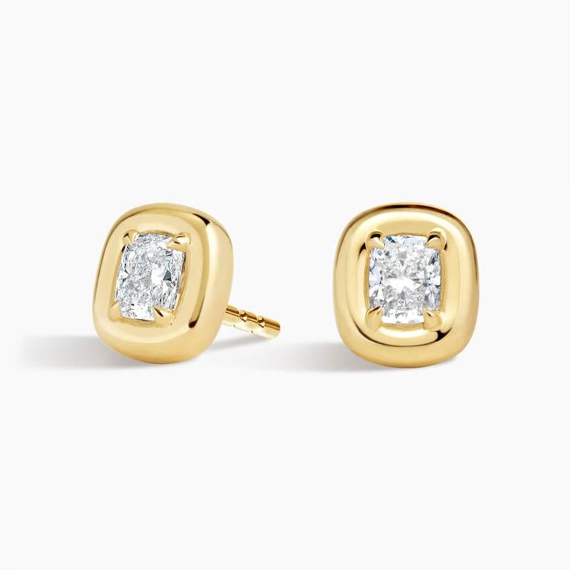 Andrea Cushion Lab Diamond Earrings in 14k Yellow Gold Plated