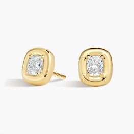 Andrea Cushion Lab Diamond Earrings in 14k Yellow Gold Plated