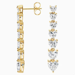 Heart Shaped Moissanite Diamond Tennis Earrings in 14k Yellow Gold Plated