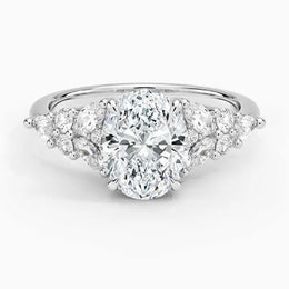 Oval cut diamond engagement ring in white gold- Women Engagement ring . 