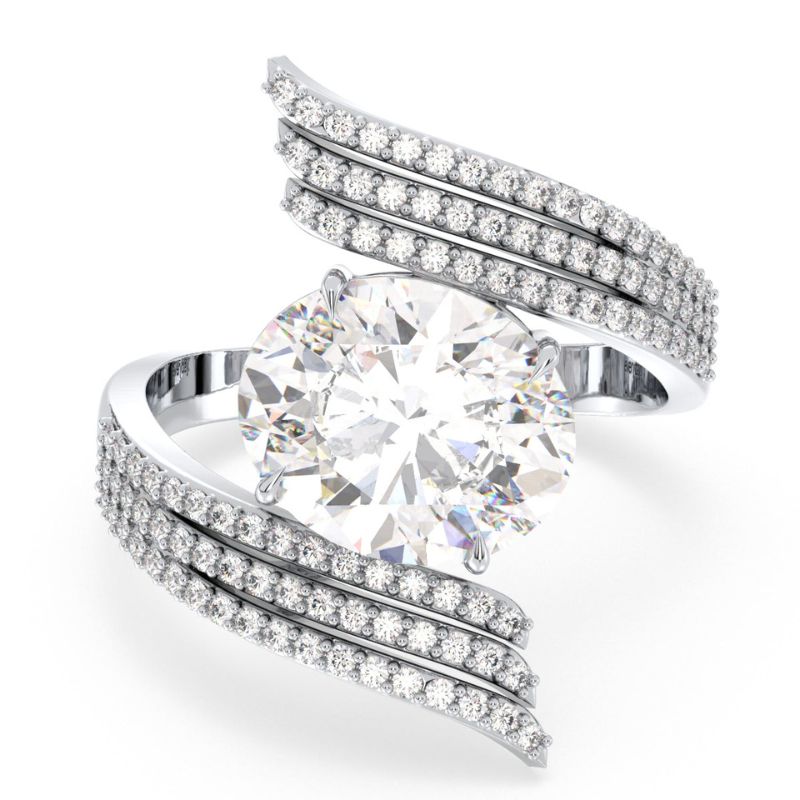 Grace Bloom Floral-Inspired Round Moissanite Ring