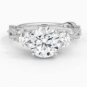 Vintage diamond engagement ring with sapphire accents - Women White Diamond Ring 