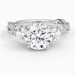 Vintage diamond engagement ring with sapphire accents - Women White Diamond Ring 