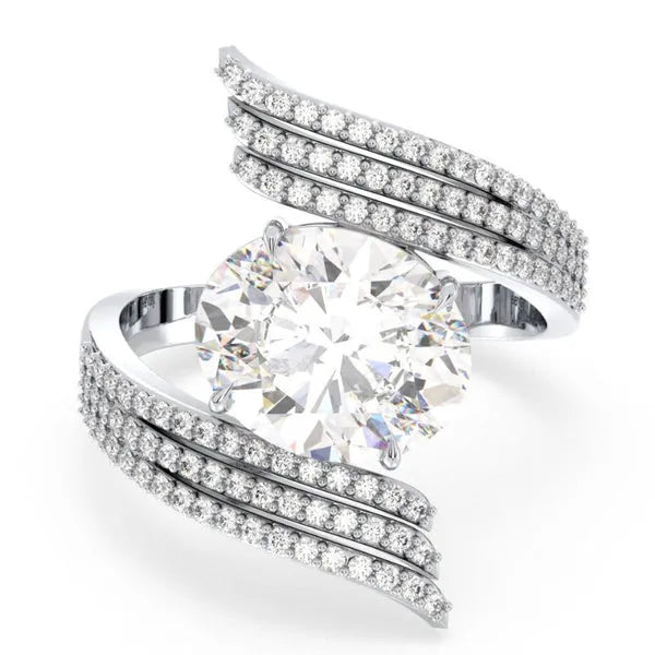 Grace Bloom Floral-Inspired Round Moissanite Ring