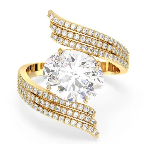 Grace Bloom Floral-Inspired Round Moissanite Ring