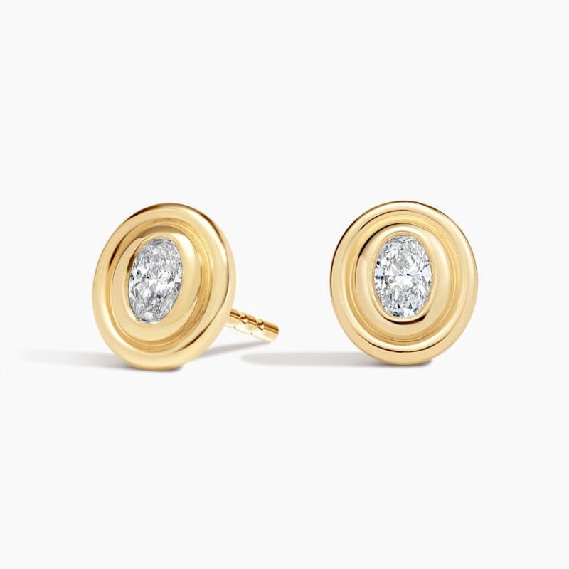 Vera Lab Diamond Stud Earrings in 14K Yellow Gold Plated
