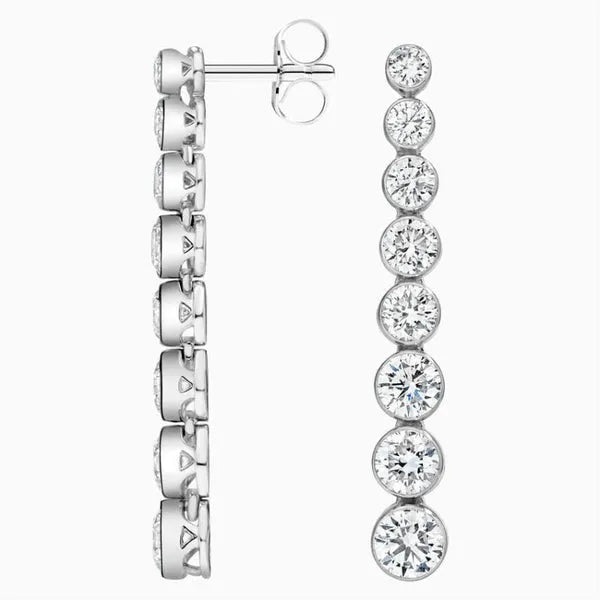 Colette Moissanite Diamond Tennis Earrings in 14k White Gold Plated