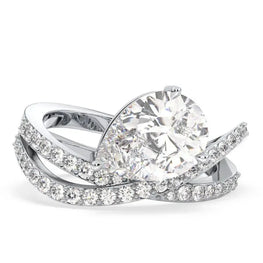 Pure Brilliance Pear & Round Moissanite Unique Ring