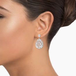 Multi-Stone Moissanite Diamond Drop Earrings 14k White Gold Plated
