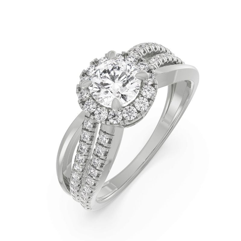 Artistic Round Moissanite Diamond Twisted Ring