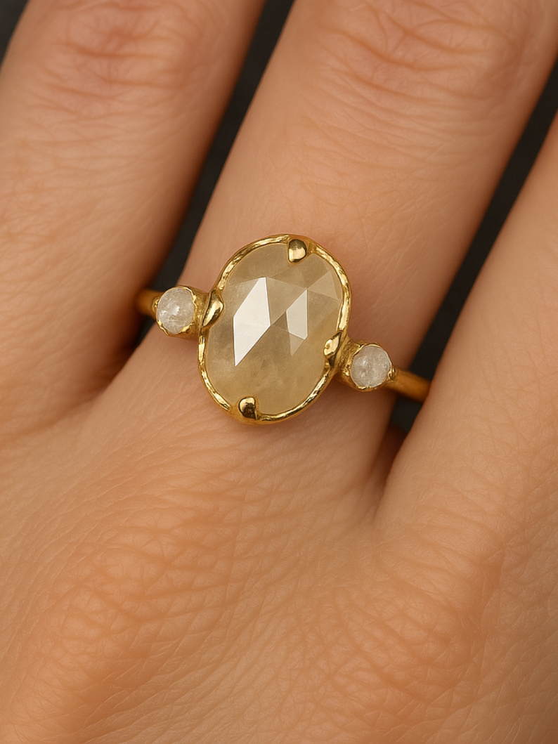 Natural & Rough Diamond Elegant Wedding Ring