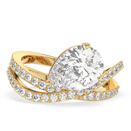 Pure Brilliance Pear & Round Moissanite Unique Ring