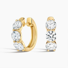 Zelda Moissanite Diamond Huggie Hoop Earrings in 14k Yellow Gold Plated