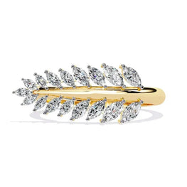 Olive Leaf Moissanite Personalized Ring