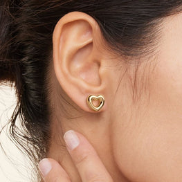 Heart Shape Earrings in 14k Yellow Gold Plated
