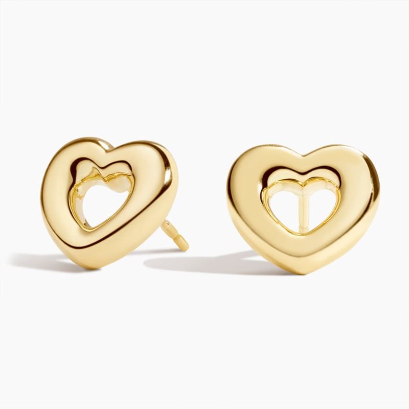 Heart Shape Earrings in 14k Yellow Gold Plated