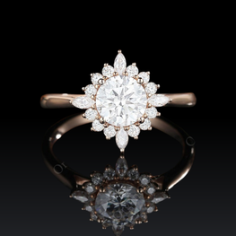 Round & Marquise Cut Halo Wedding Ring
