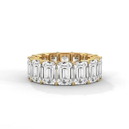 9.26 Emerald cut Wedding Gold Band  For Unique Diamond Ring . 