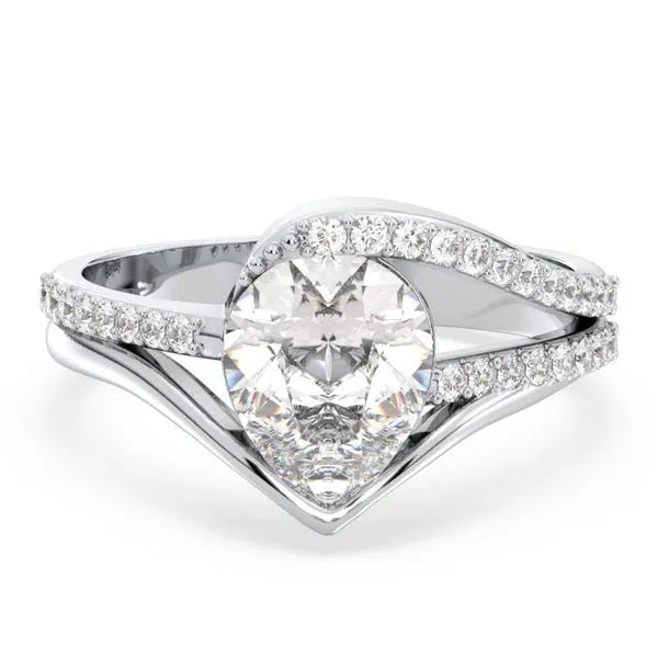 Elegant Round & Pear Shape Diamond Moissanite Ring
