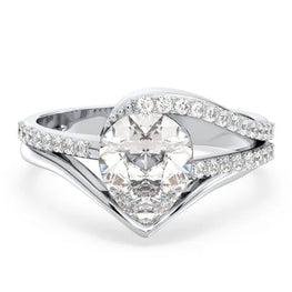 Elegant Round & Pear Shape Diamond Moissanite Ring