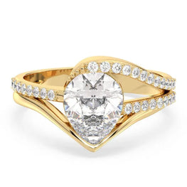 Elegant Round & Pear Shape Diamond Moissanite Ring