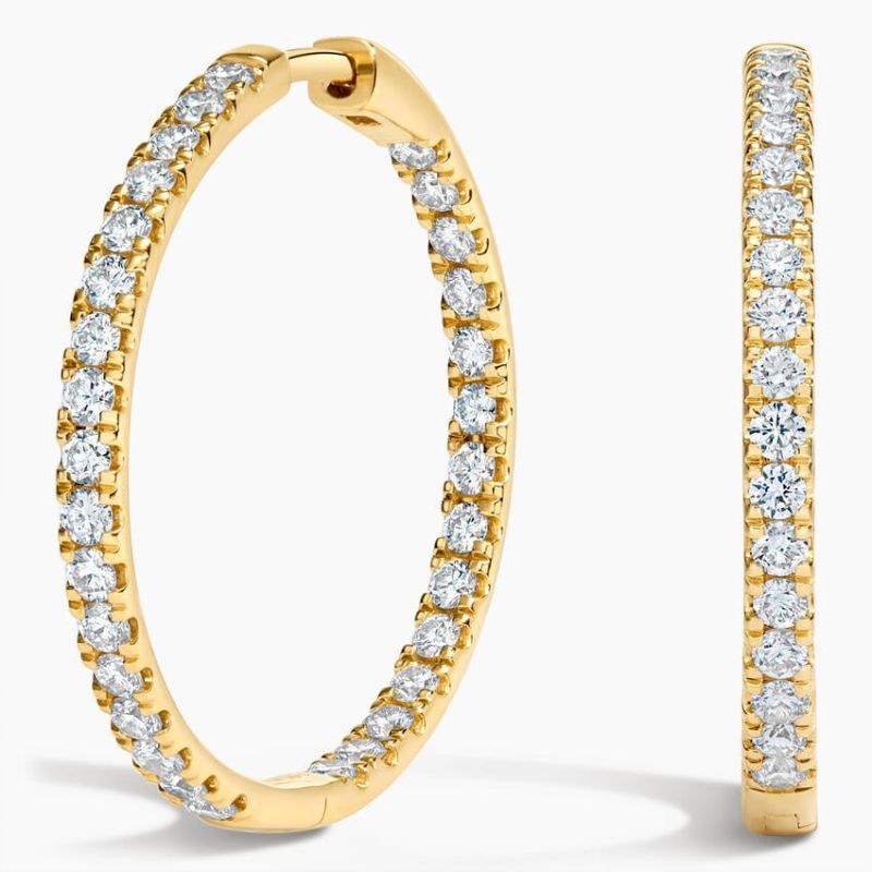 Medium Perfect Luxe Moissanite Diamond Hoop Earrings in 14K Yellow Gold Plated