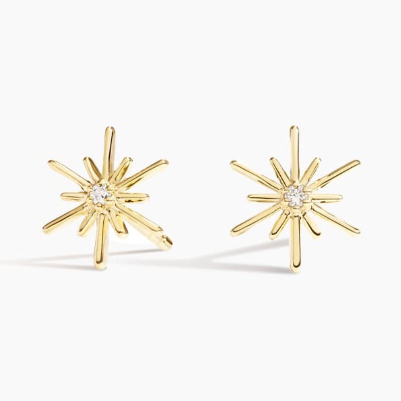 Raya Diamond Earrings in 14k Yellow Gold Plated