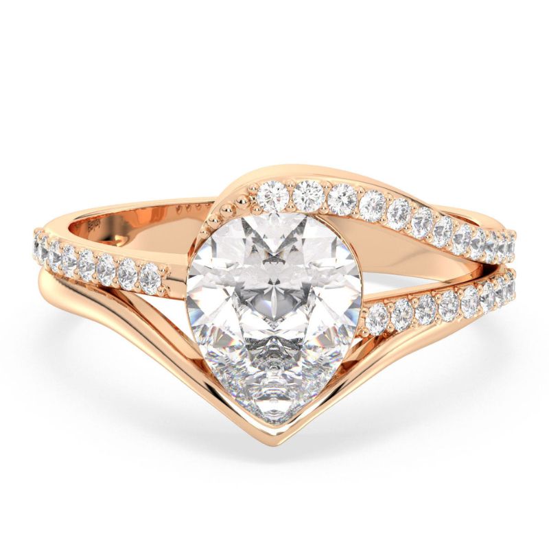 Elegant Round & Pear Shape Diamond Moissanite Ring