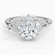 Pear diamond engagement ring in white gold - Women Engagement Ring . 