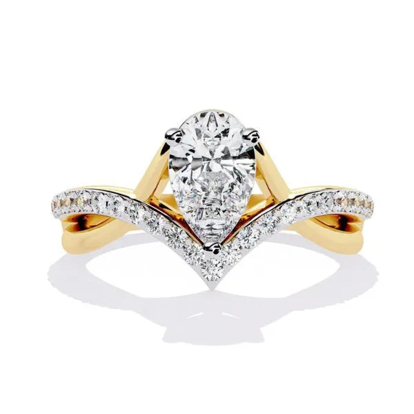 Elegant Moissanite Chevron Ring