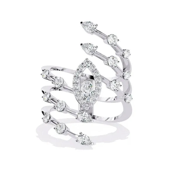 Sparkling Cocktail Moissanite Unique Ring
