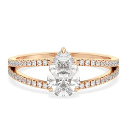 Elegant Pear & Round Moissanite Ring