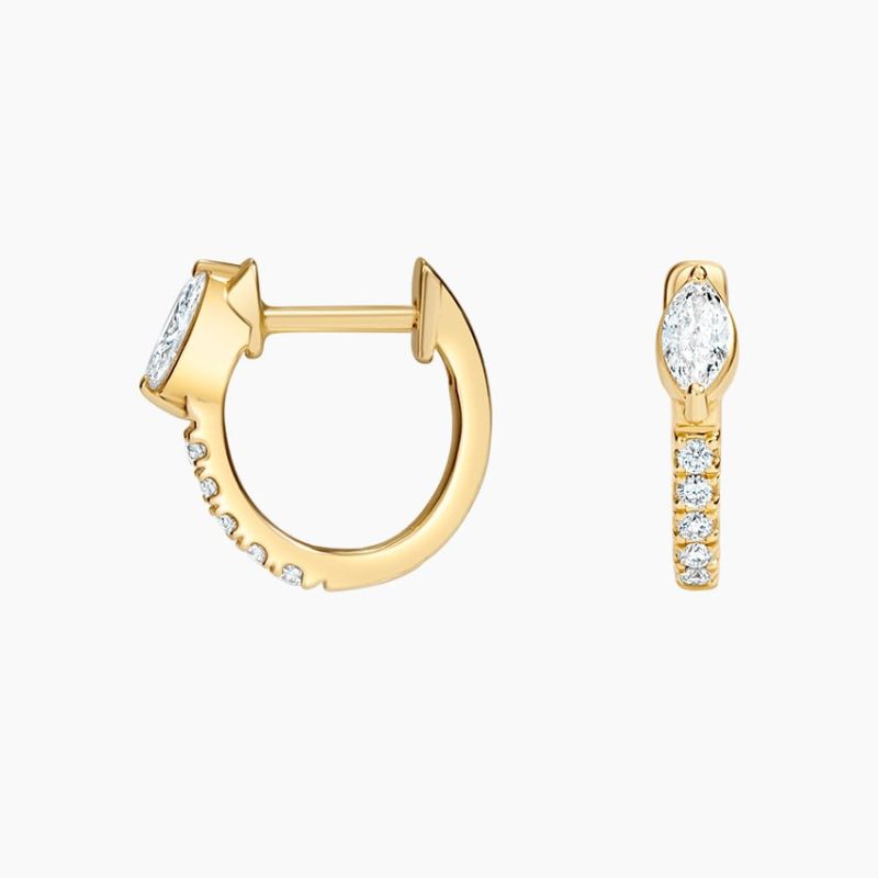 Taylor Marquise-Round Moissanite Diamond Huggie Earrings