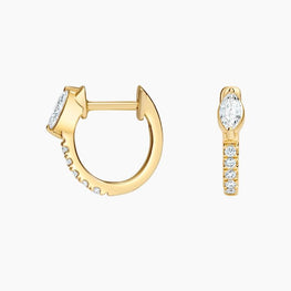 Taylor Marquise-Round Moissanite Diamond Huggie Earrings