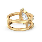 Pear Cut Two Gold  Band Diamond Ring Anniversary rings for women, 
