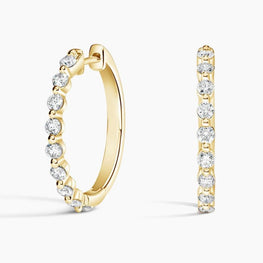 Moissanite Diamond Huggie Earrings in 14k Yellow Gold Plated