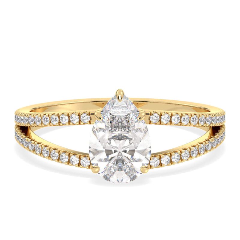 Elegant Pear & Round Moissanite Ring
