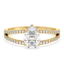 Elegant Pear & Round Moissanite Ring
