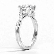 Vintage style engagement ring with sapphire - Engagement Ring Round White Gold Ring .