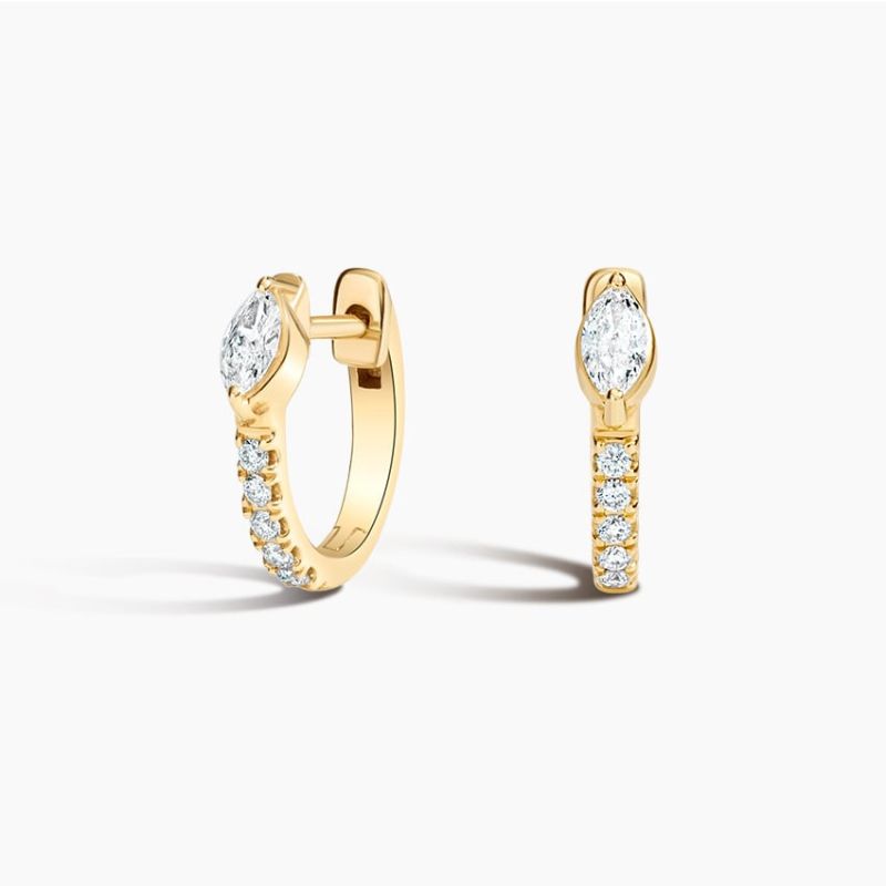 Taylor Marquise-Round Moissanite Diamond Huggie Earrings