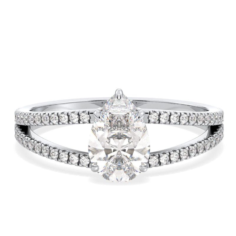 Elegant Pear & Round Moissanite Ring